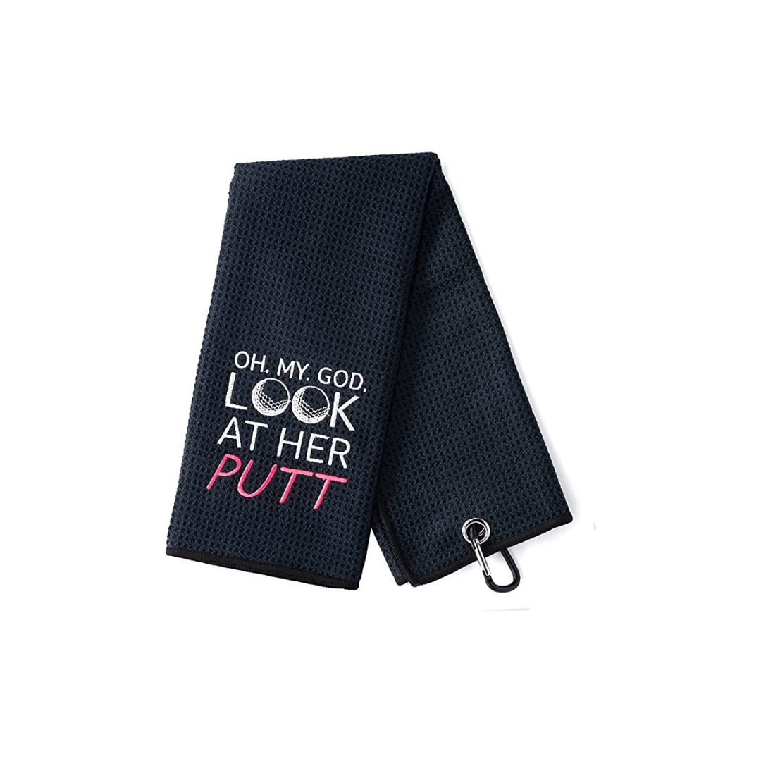 DYJYBMY Oh My God Look at Her Putt Funny Golf Towel, Embroidered