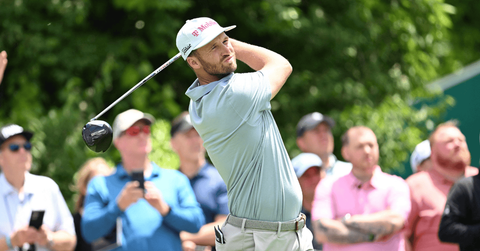 Image of Wyndham Clark mocks the fans at the RBC Canadian Open.