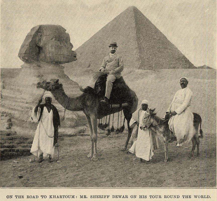 The adventurous Tommy Dewar on camel-back in Egypt